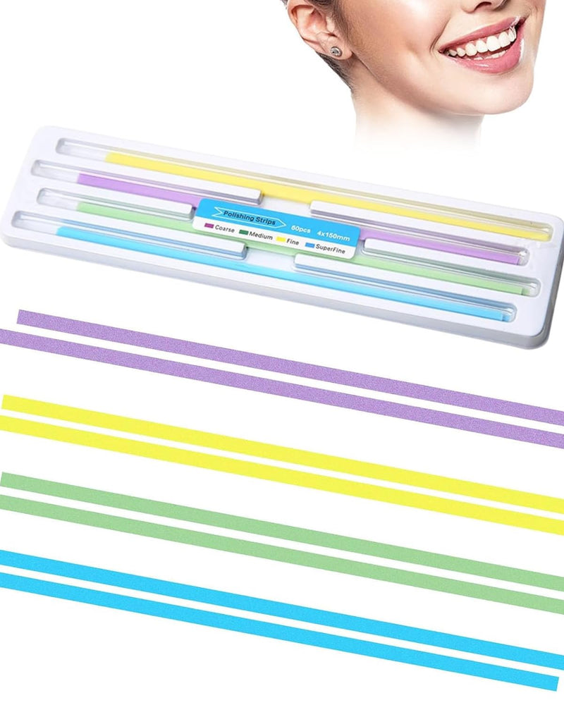 BNREOZA 1 Box Dental Sandpaper Strips, Dental Sandpaper for Polishing Teeth Polishing Shine Contour Tool Kit Resistant Deep Cleaning Oral Hygiene (Pack of 60)