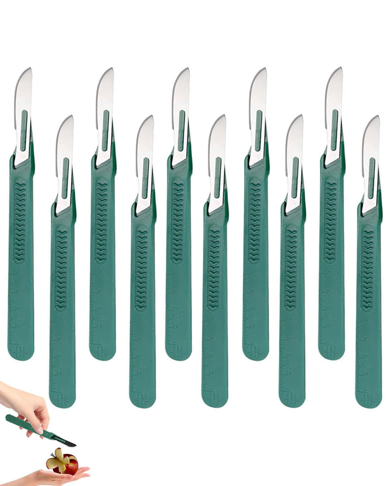 TPZORJX Pack of 10 Disposable Plastic Surgical Scalpel Knives, Disposable Scalpel Blade, Sterilised Disposable Scalpels with Protective Cap, Individually Packed Scalpels