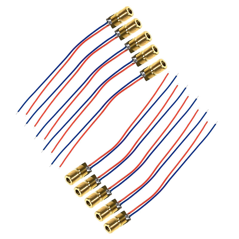 Laser Head Diode, Red Laser Modulem, Laser Dot Diodes, 10 Pieces Red Laser Diode 3 V, Connections Head Outer Diameter 3 V 650 nm 5 mW 6 mm, for Level Meter Floor Instrument
