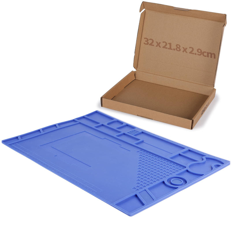 YIHUA M170 Heat Resistant Soldering Mat 440×310×6mm Soldering Pad with Storage Slots, Integrated Ruler, Magnetic Zones, PCB Slot and Flexible Soft Silicone Soldering Mat 440x310mm