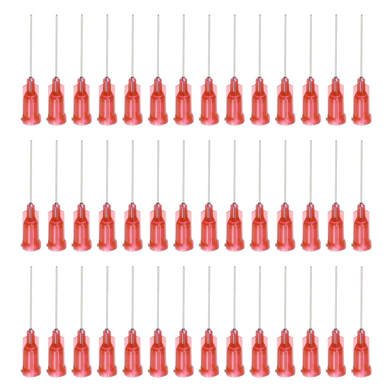 QUARKZMAN Industrial Blunt Tip Cannula 24G 1 Inch Length with Luer Lock Screw Connection, Dosing Cannula for Liquid Glue Gun, 60 Pieces (Red) red