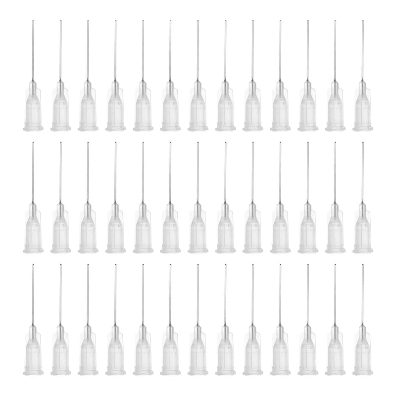 QUARKZMAN Industrial Blunt Tip Cannula 27G 1 Inch Length with Luer Lock Screw Connection, Dispensing Cannula for Liquid Glue Gun, 40 Pieces (Transparent)