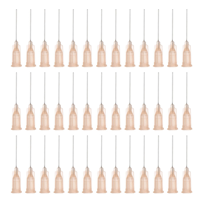 QUARKZMAN Industrial Blunt Tip Cannula 26G 1 Inch Length with Luer Lock Screw Connection, Dispensing Cannula for Liquid Glue Gun, 40 Pieces (Light Brown)