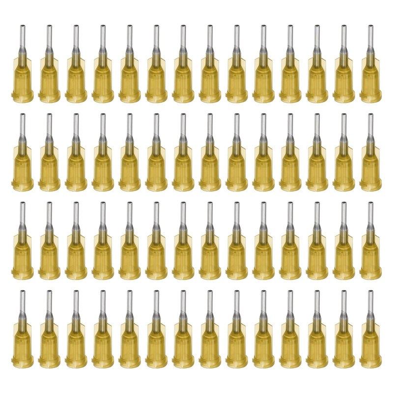 QUARKZMAN Industrial Blunt Tip Cannula 17G 1/4 Inch Length with Luer Lock Screw Connection, Dispensing Cannula for Liquid Glue Gun, Pack of 100 (Yellow) 17G 1/4" yellow