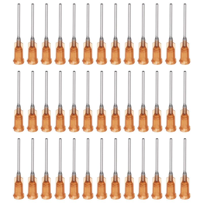 QUARKZMAN Industrial Blunt Tip Cannula 15G 1 Inch Length with Luer Lock Screw Connection, Dispensing Cannula for Liquid Glue Gun, 40 Pieces (Amber)