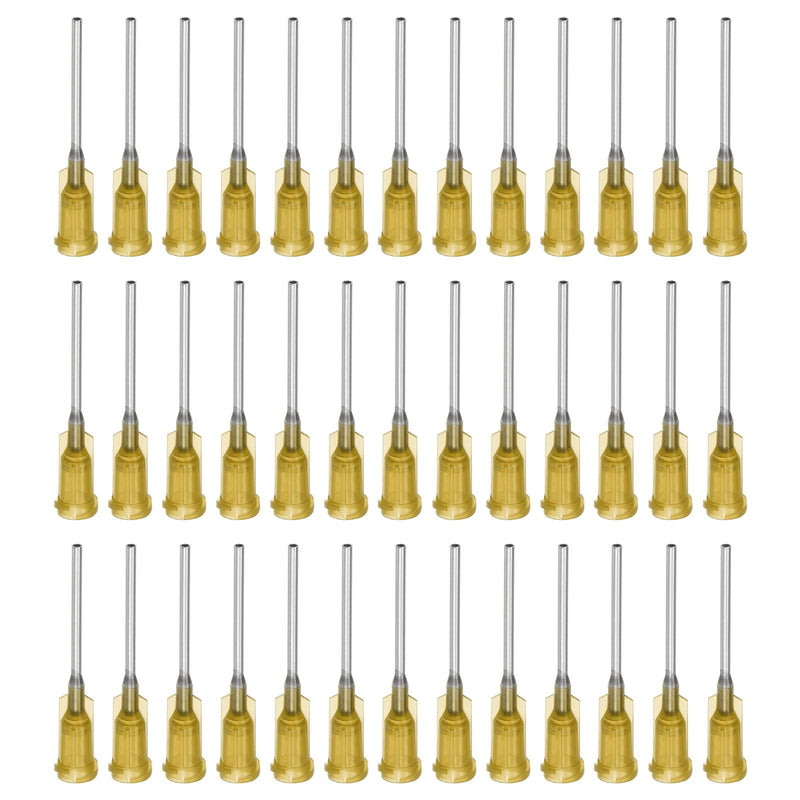 QUARKZMAN Industrial Blunt Tip Cannula 17G 1 Inch Length with Luer Lock Screw Connection, Dispensing Cannula for Liquid Glue Gun, 40 Pieces (Yellow)