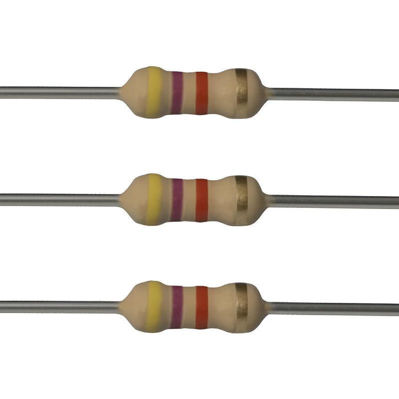 Kaiserberg 4.7k Ω Ohm Resistors (Pack of 10) - 1/4W Carbon Film, ±5% Tolerance - Ideal for DIY Electronics Projects