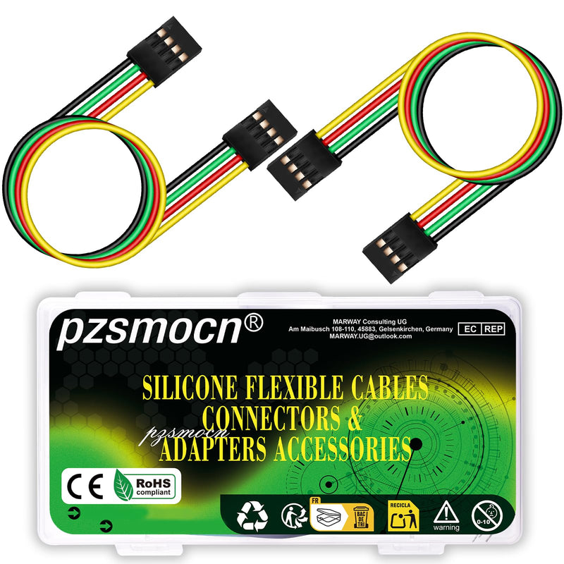 [AUSTRALIA] - Silicone Flexible Jumper Wires Breadboard 24AWG 20cm Long 10 Sets / 60 Pcs for Dupont 2.54 mm Pitch Connector 4-Pin Black Female-Female Header Solderless Electronic Adapter Ribbon Cable Female to Female 