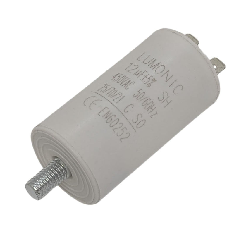 Lumonic Starting Capacitor with Plug 6.3 x 0.8 mm I 12µF 450 V I 34 x 65 mm I 12uF I Motor Capacitor with Plastic Housing I Operating Capacitor I for Pump Plugs