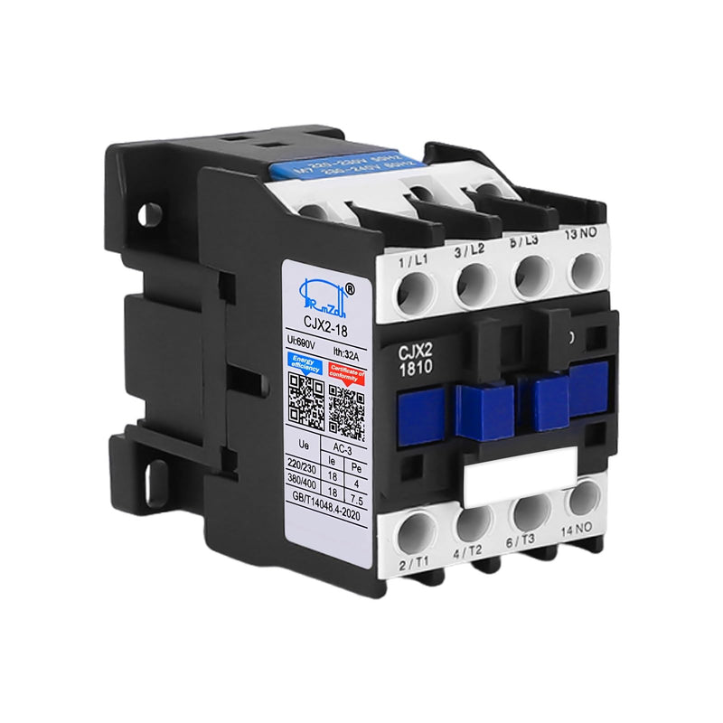 Buyweek AC Contactor 3P Motor Contactor CJX2-1810, AC Contactor 220 V, 50/60 Hz, Air Switch, Industrial Protection Against Leaks, Special Thickened Silver Point