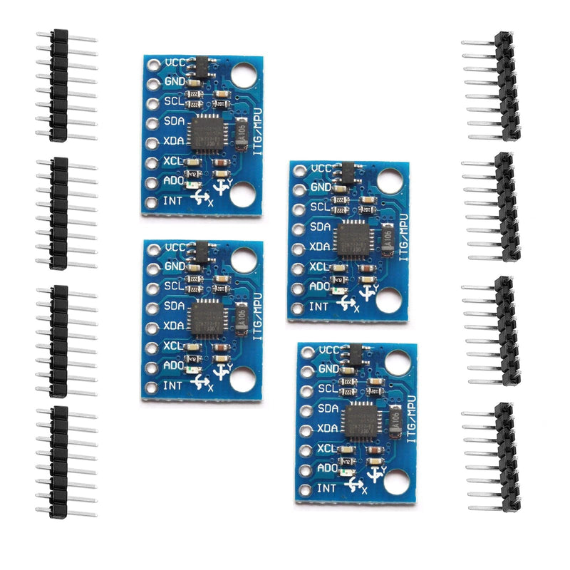 4 x GY-521 MPU-6050 Module, 3 Axis Accelerometer Gyroscope Module 6 DOF 6-axis Accelerometer Gyroscope Sensor Module 16 Bit AD Converter Data Output IIC I2C and Accelerometer Compatible with Ard