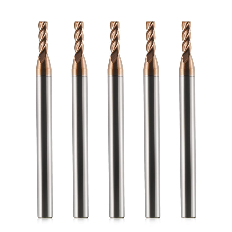 CNC Milling Cutter 2.5 mm Carbide AlTiN 55HRC 4 Flute for Roughing/Finishing Solid Carbide End Mills Tungsten Carbide Pack of 5 D2.5x7.5xD4x50L