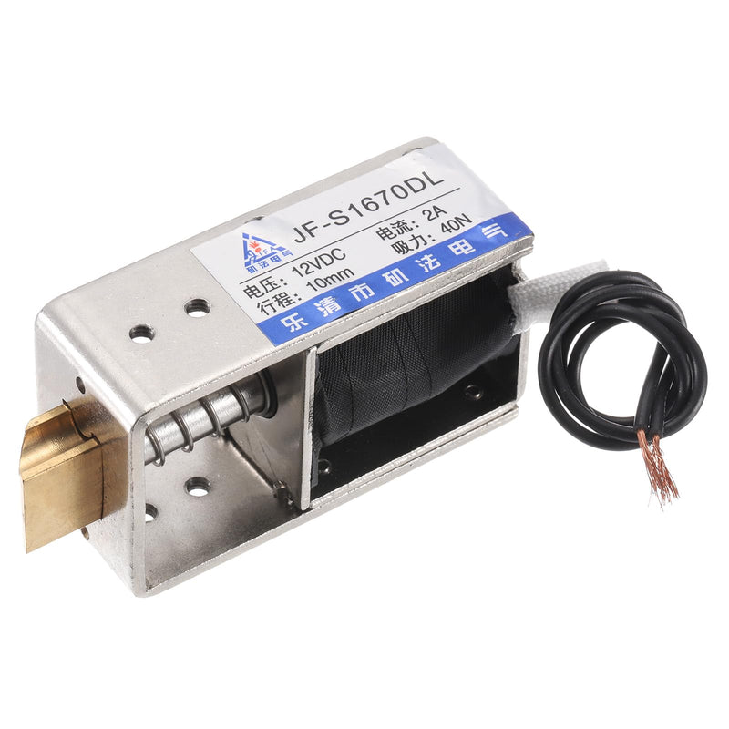 QUARKZMAN DC 12V 2A Solenoid Electromagnet Push Type 40N 10 mm Hub Electromagnetic Actuator Open Frame Linear Motion JF-S1670DL Magnet Electromagnet