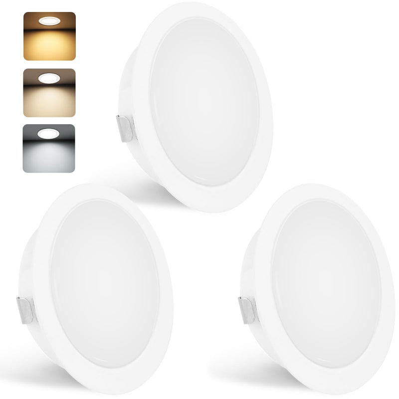 YindaLux Set of 3 LED Recessed Spotlights 230 V 3 W 3000 K Warm White 4000 K Neutral White 6000 K Cool White LED Spot Ultra Flat 300 LM Bore Hole 55-58 mm and 15 mm Flat IP44 Recessed Furniture 3 pieces