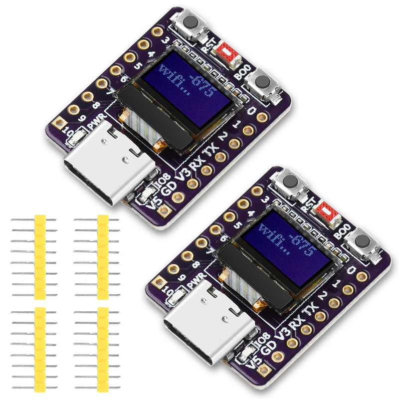 diymore 2 pieces for ESP32 C3 development board with 0.42 inch OLED display, for ESP32 Mini, supports WiFi Bluetooth, suitable for IoT development ESP32 C3 with OLED