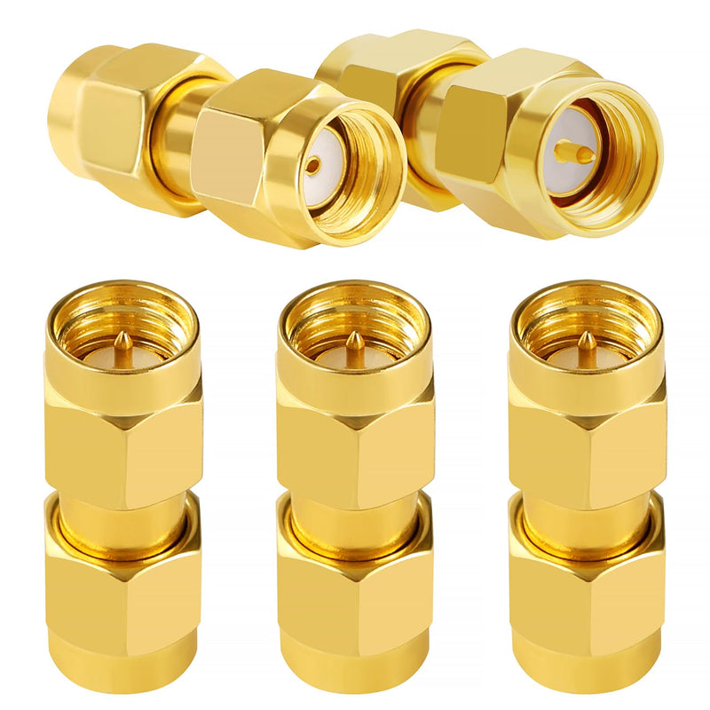 KUOQIY SMA Male to RP-SMA Plug Connector, RF Coaxial Adapter, for 2G 3G 4G LTE Antenna, Router, Pack of 5 SMA Male to RP-SMA Male
