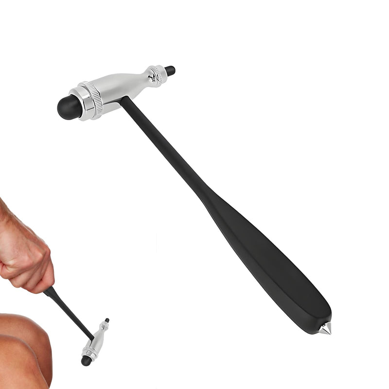 [AUSTRALIA] - Neurological Reflex Hammer, Medical Hammer, Neuro Reflex Hammer with Double Plastic Head, Double Functional Head Reflex Hammer, Lightweight Percussion Reflex Hammer, for Reflex Tests (Black) 