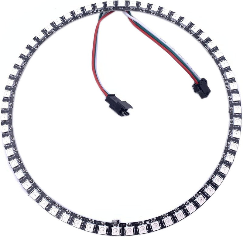 [AUSTRALIA] - WS2812B 8/16/24/35/45/60/241 LED Pixel Ring Addressable LED Module WS2812 IC RGB Full Colour Round LED Circle DC5V (60 LEDs, Black) 60 Leds 