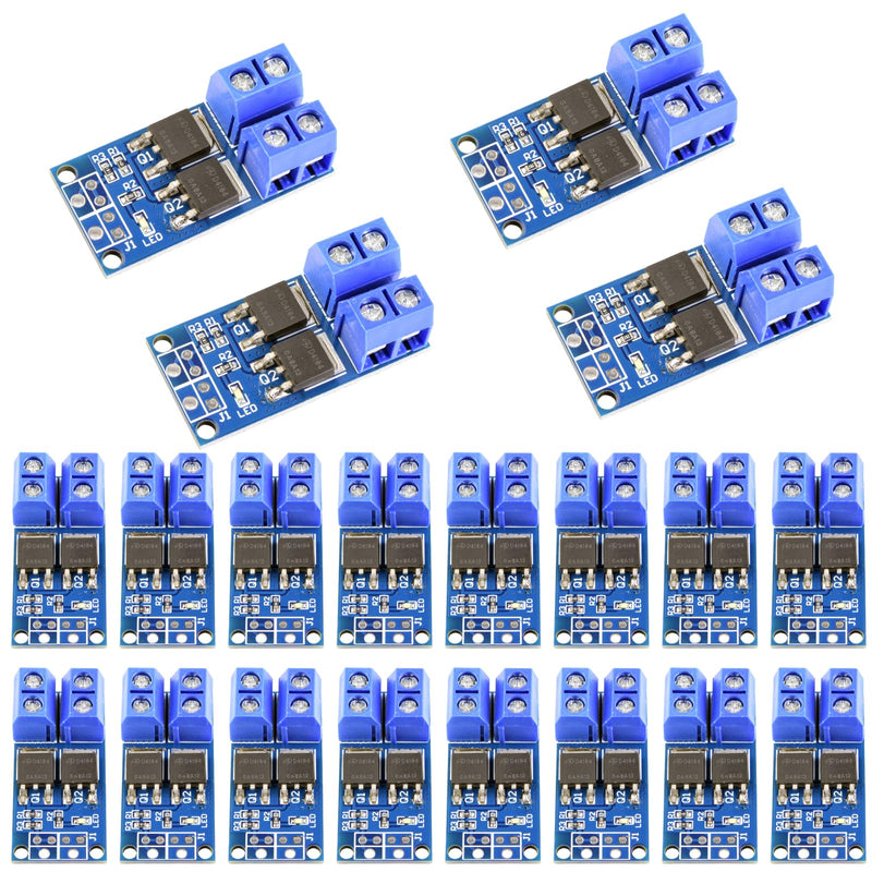 LAOMAO Transistor Mosfet Module 5V-36V 400W PWM Dual High Performance Driver Module MOSFET Switch Drive Compatible with Arduino (Pack of 20)