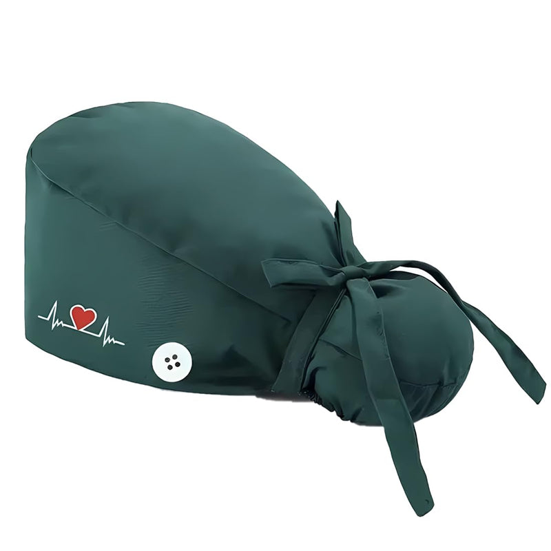 LQIOACU 1 x surgical cap for men and women, surgical cap, fabric, work cap, cotton print, nurses cap, long hair, green, multicoloured, Unit size