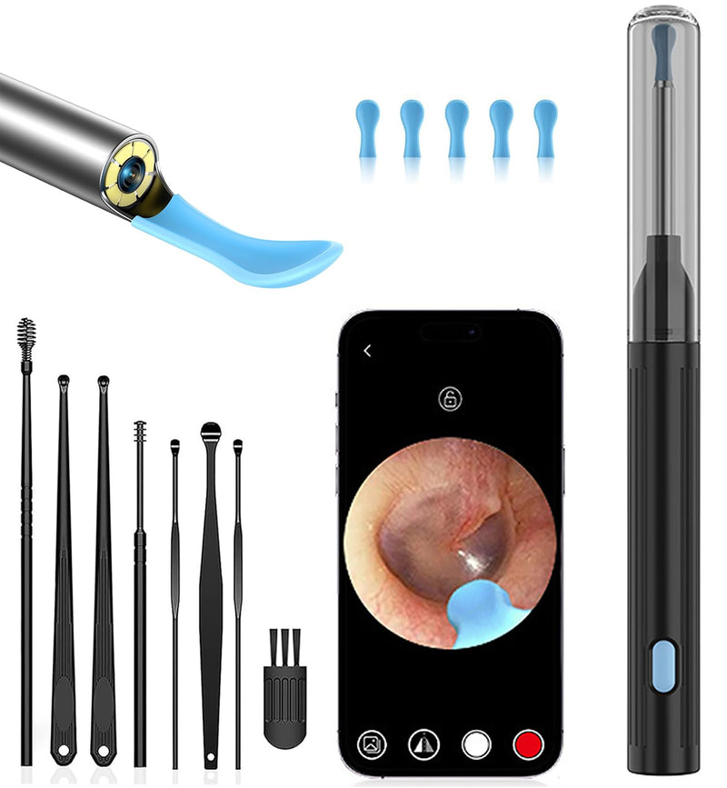 Ear Wax Remover Otoscope Cleaner Kit, Easy and Safe Ear Cleaning, Ear Shoe Removal Kit with 1080P HD Camera, 6 Ear Set and 8 Conventional Tools, Ear Cleaning Kit for iPhone, iPad, Android