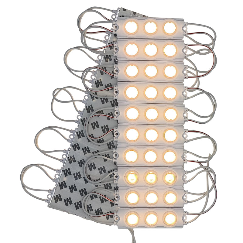 VIMLED 12 V LED Module for Edge Irradiation - 20 Pieces of 3 W / 240 lm in Warm White - IP67 Waterproof SMD LED Injection Modules as Backlight in Advertising Technology