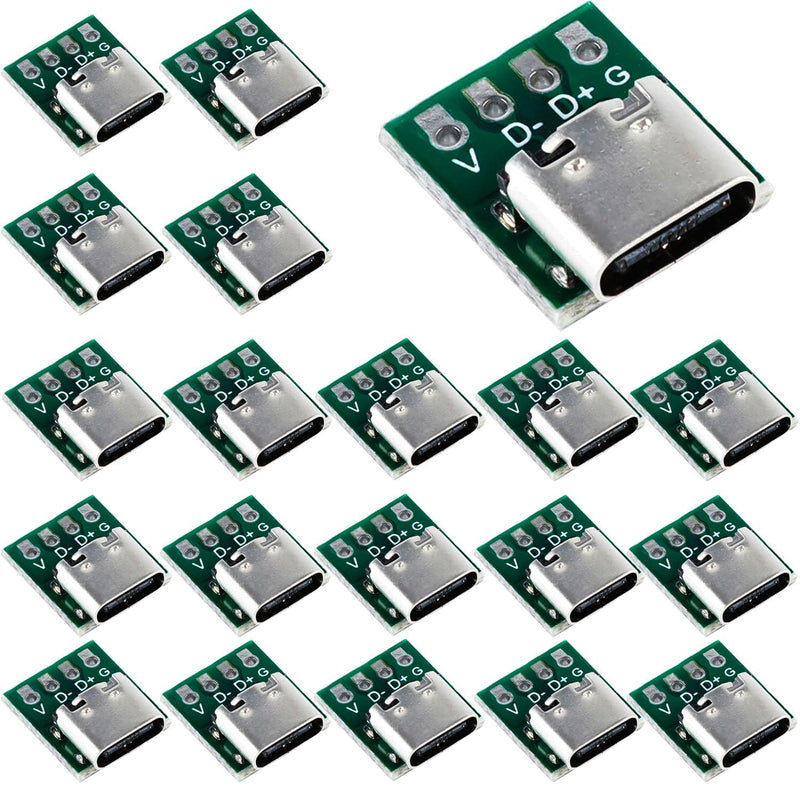 [AUSTRALIA] - RUNCCI-YUN USB 3.1 Type C Male Board, USB Type C Breakout Board, Soldering Adapter Socket Plug with PCB Converter Board, DIY Serial Breakout Connector for Data Cable, Wire, Cable Transfer, Pack of 20 