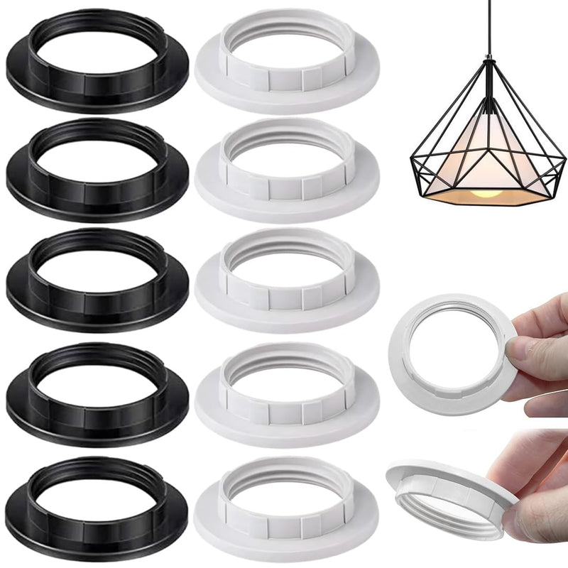 [AUSTRALIA] - Set of 10 Screw Rings for Lamp Holder, Heat Resistant Thread Ring for Lampshade or Glass Shade, Plastic Lamp Holder, E27 Screw Ring for Lamp Holder, Heat Resistant Thread Ring 