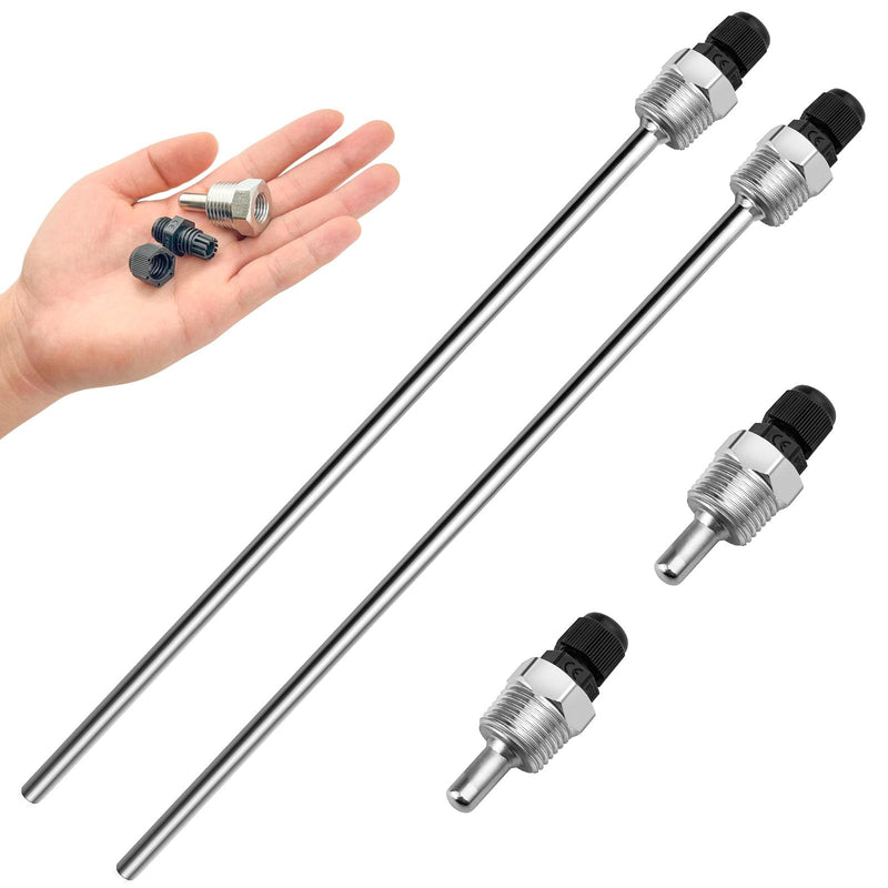 GZhaimai Pack of 4 Immersion Sleeves, 8 x 30 mm and 8 x 300 mm Stainless Steel Diving Sleeve, G1/2 Inch Thread, Made of High-Strength 304 Stainless Steel, Immersion Protection Tubes for Thermocouples
