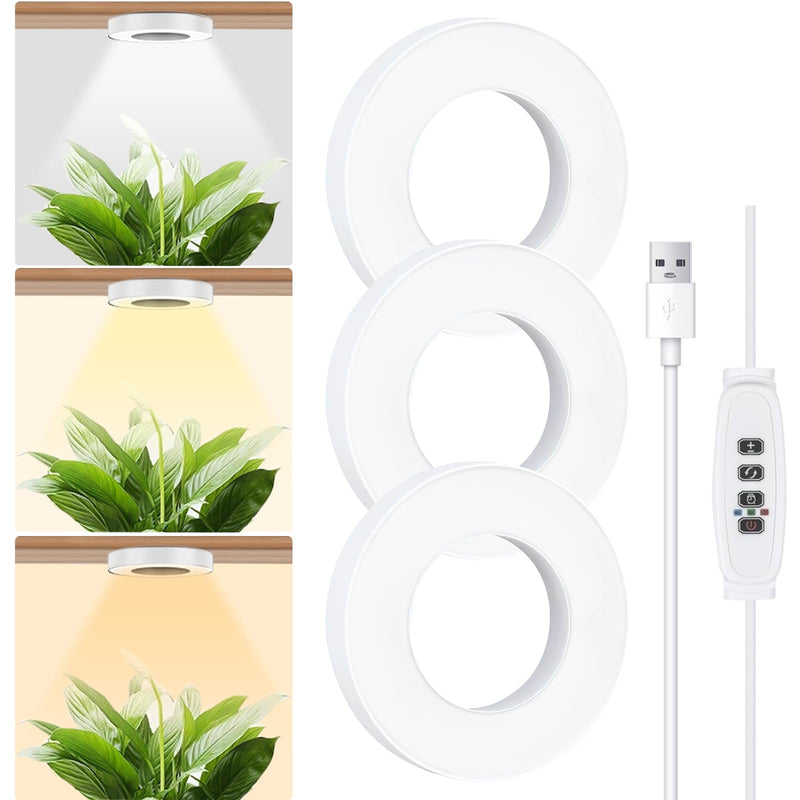 SciFiVisi Pack of 3 Plant Lamps, LED Full Spectrum, Plant Light with Auto Timer, 3 Colours, 10 Brightnesses, LED Plant Lamp for Indoor Plants (White, 3 Heads) White 3 Heads