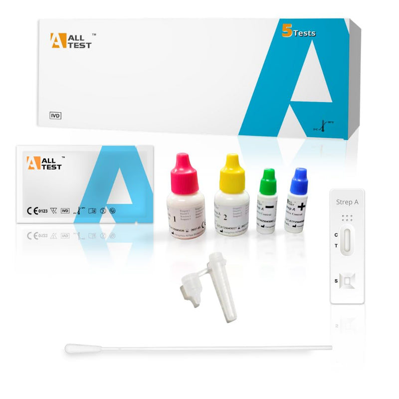 [AUSTRALIA] - 5 Alltest Test Streptococcus Quick Test A and B - Pack of 5 - For Children & Adults - Home Test - Result in 10 Minutes - Streptococcal Quick Test Kit Self Test Streptococcal Test for Home 