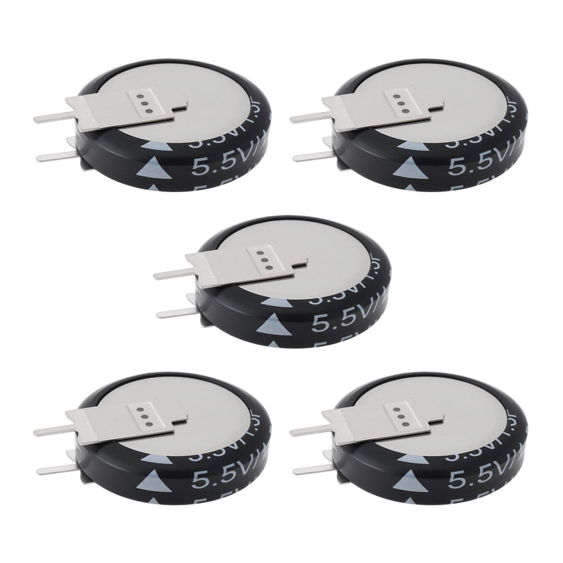 Briny River Pack of 5 1.5 F 5.5 V Type V Super Capacitor, 19 x 5 mm, Suitable for Small Electrical Devices