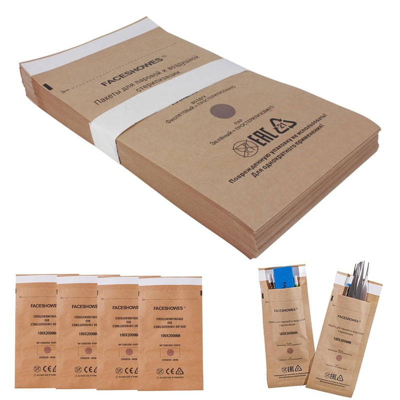 [AUSTRALIA] - WeddHuis Sterilisation Bags Pack of 100 Self-Sealing Bags for Cosmetics and Nail Tools (100 x 200 mm) 100x200 mm - 100pcs 