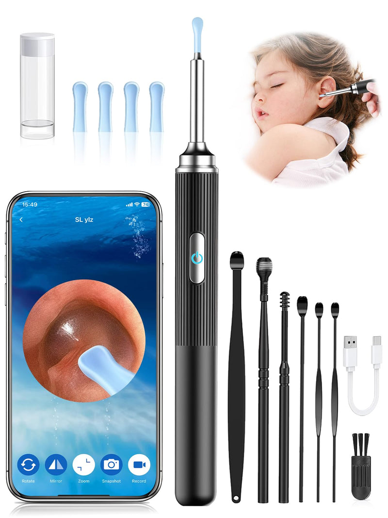 Earwax Remover, PARPAT Ear Cleaner Otoscope with 1080P HD Camera, IP67 Waterproof Ear Mirror 360° Wide Angle 6 LEDs Otoscope with Light, Earwax Removal Kit for iPhone, iPad, Android S16
