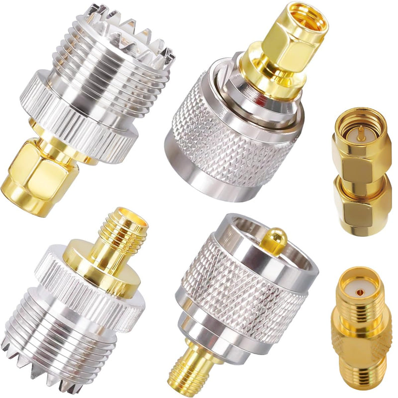 DAOKAI SMA to UHF Antenna Adapter Set, PL259 SO239 UHF to SMA FR Coaxial Male to Female Adapter Set 4 Type for Walkie Talkie, Coaxial Cable, FPV
