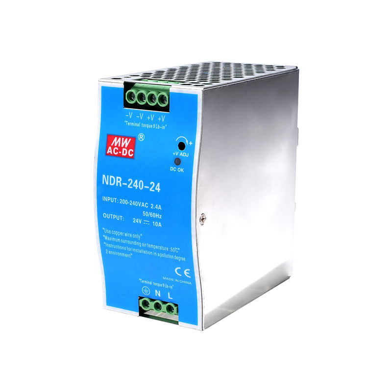 [AUSTRALIA] - 240W DIN Rail Power Supply 24V DIN Rail Switching Power Supply Input AC 100-220V 2.4A Output DC 24V 10A Multiple Protection Functions Industrial Model NDR-240W-24V 240W-10A 