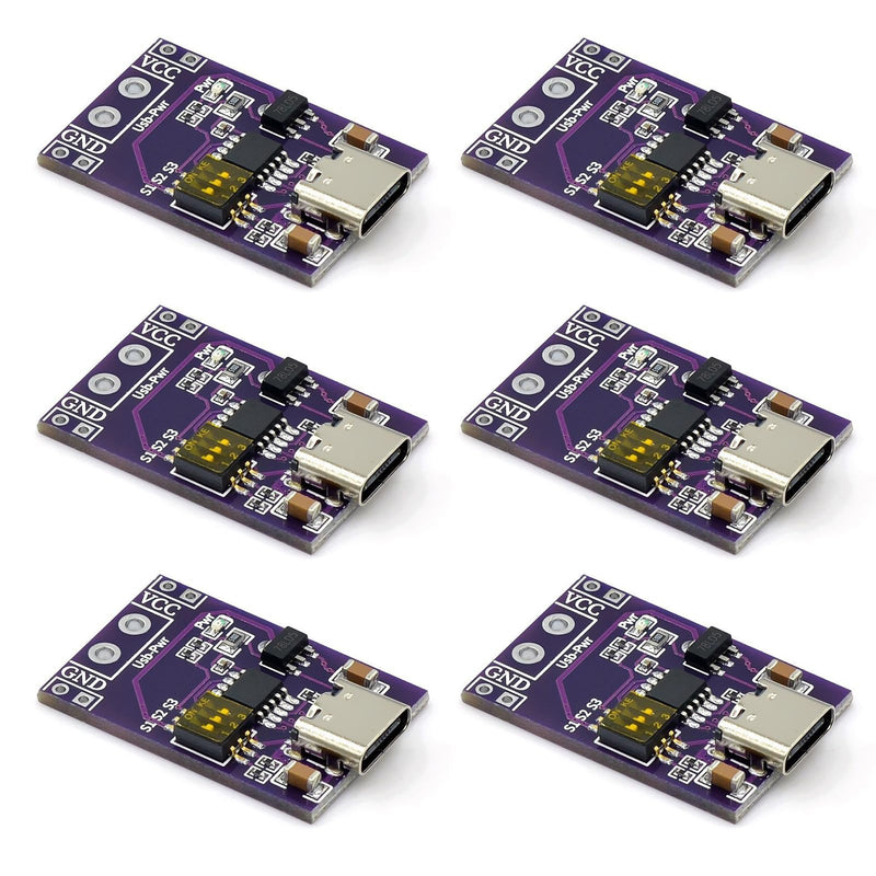 QC/PD/AFC Power Supply Trigger Module - 6 Pieces Fast Charge Trigger USB-C Adapter, Adjustable Module with 5V/9V/12V/15V/20V, DC Fake Charge Trigger Circuit, Fast Charge Polling Detector