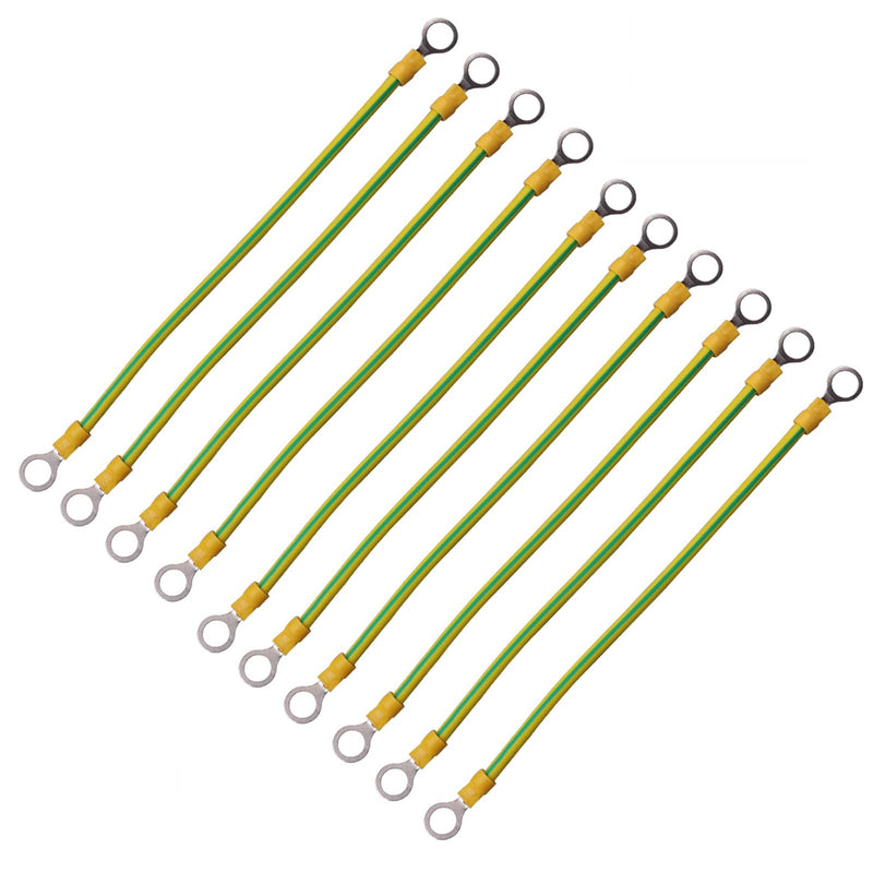 [AUSTRALIA] - Grounding Cable Pack of 10 - 6 mm2 Cable (Size 30 cm), with Ring Cable Lug Eyelet Insulated for Network Cabinet Server Cabinet M6 M6*6mm2*30cm 