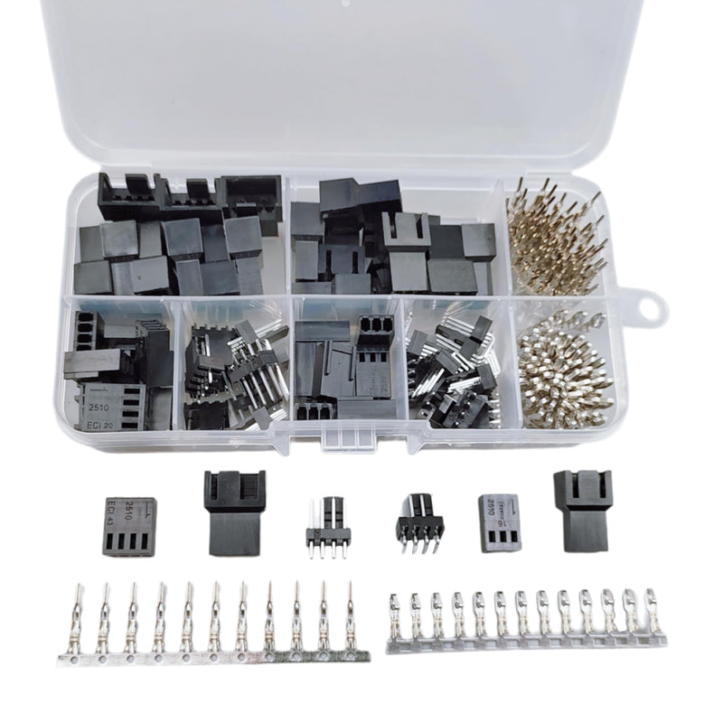 200PCS PWM Plastic Shell Computer Case Cooling Fan Male Female Plug Interface 3-Pin/4-Pin PC Fan Connector Kit