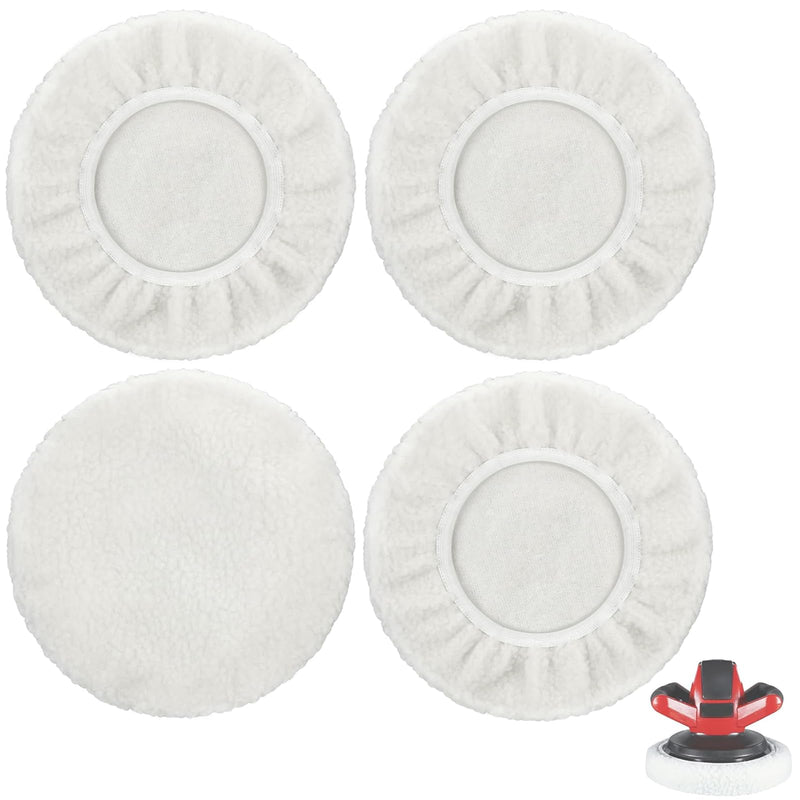 Polishing Machine, Polishing Attachment Cordless Screwdriver, 4 Pieces Polishing Hoods, 250 mm Polishing Pads, Lambswool Polishing Discs for 220 mm-250 mm Polishing Machines, for Car Paint Care, Wax
