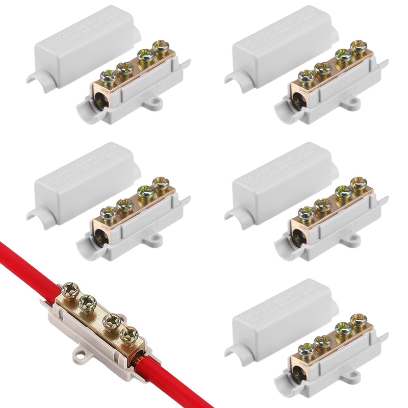 Pack of 5 wire connectors, cable connectors, terminal strips, electric luster terminals, 1000 V, 100 A, suitable for 2.5 to 16 mm² wire