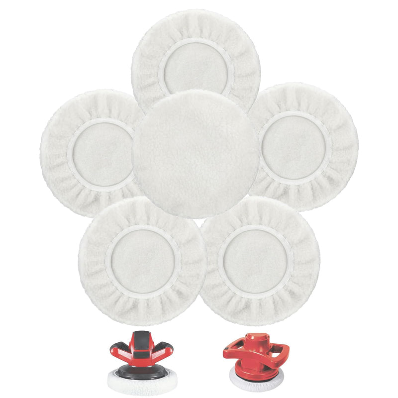 behone Set of 6 Lambswool Polishing Hoods for Einhell Cordless Car Polisher CE-CB 18/254 Li, CC-PO 90, for 220-250 mm Polishing Machines, Perfect for Car Paint Care, Metal Polish, Sustainable Reusable