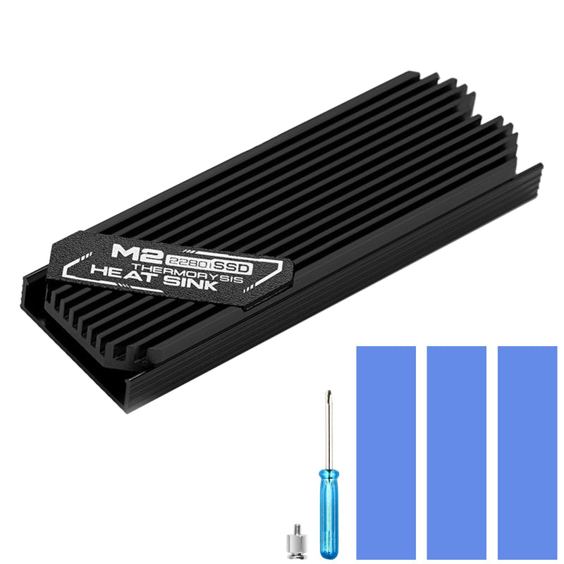 [AUSTRALIA] - ASTARON M.2 SSD Heatsink 2280 Thin Cooler with Nano Thermal Pads (0.5mm-1mm) NVME M2 Thermal Pad Double-Sided Heat Sink for PC/PS5/Gaming Laptops (Black) Black 