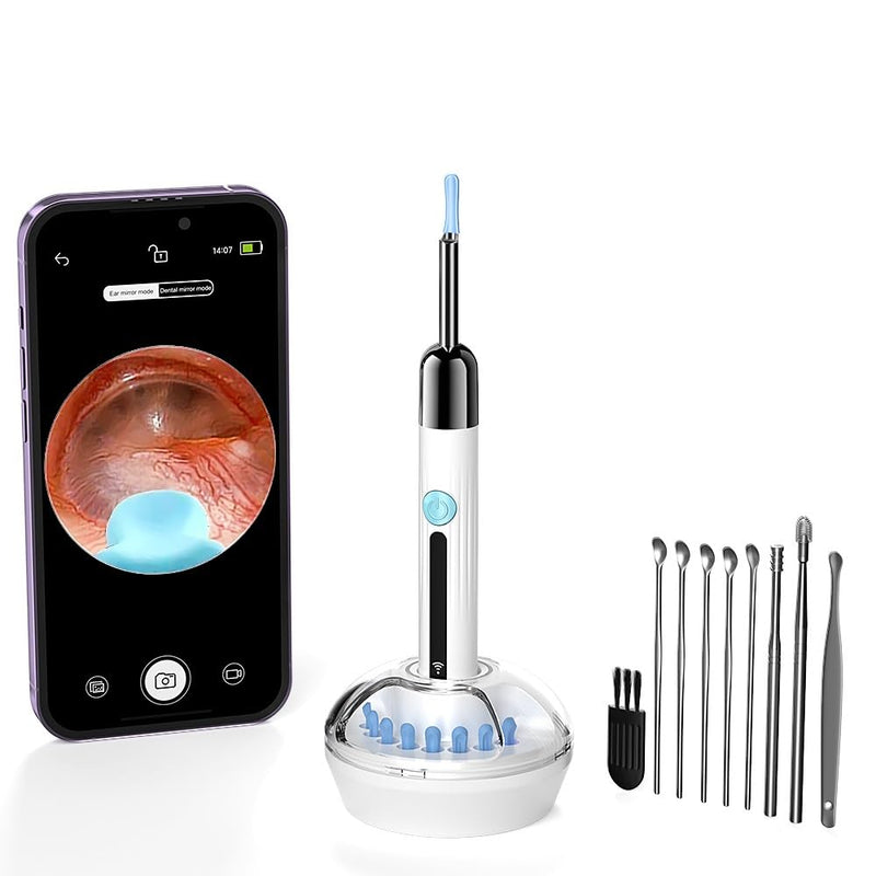 Ear Wax Remover Otoscope, 1080P WiFi Ear Cleaner with UV-C Charging Station, IP67 Waterproof Otoscope Ear with 6 LEDs for iOS and Android Smartphones Digital Ear Scoop with Camera