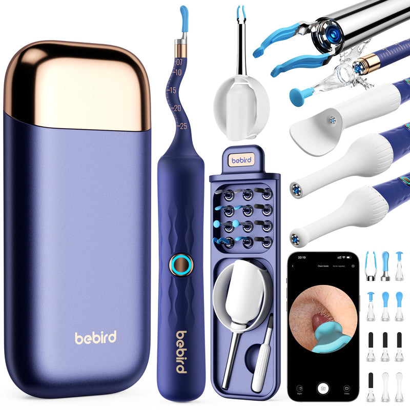 BEBIRD Earsight Plus D39R Ear Wax Remover Otoscope, 1920P HD Flexible Ear Cleaner Camera with Tweezers, Ear Cleaner Camera for Ear/Nose/Neck Examinations (Blue) Blue