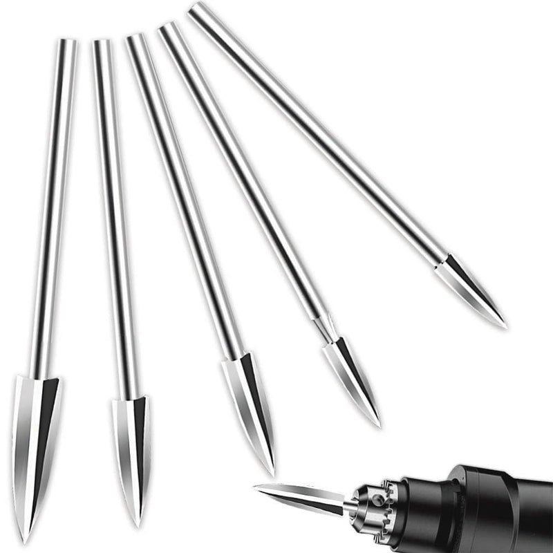 Pack of 5 HSS Wood Carving Tool Set, Compatible with Dremel & Other Rotary Tools, 3 mm Shaft for Precise Woodworking, Engraving & Drilling