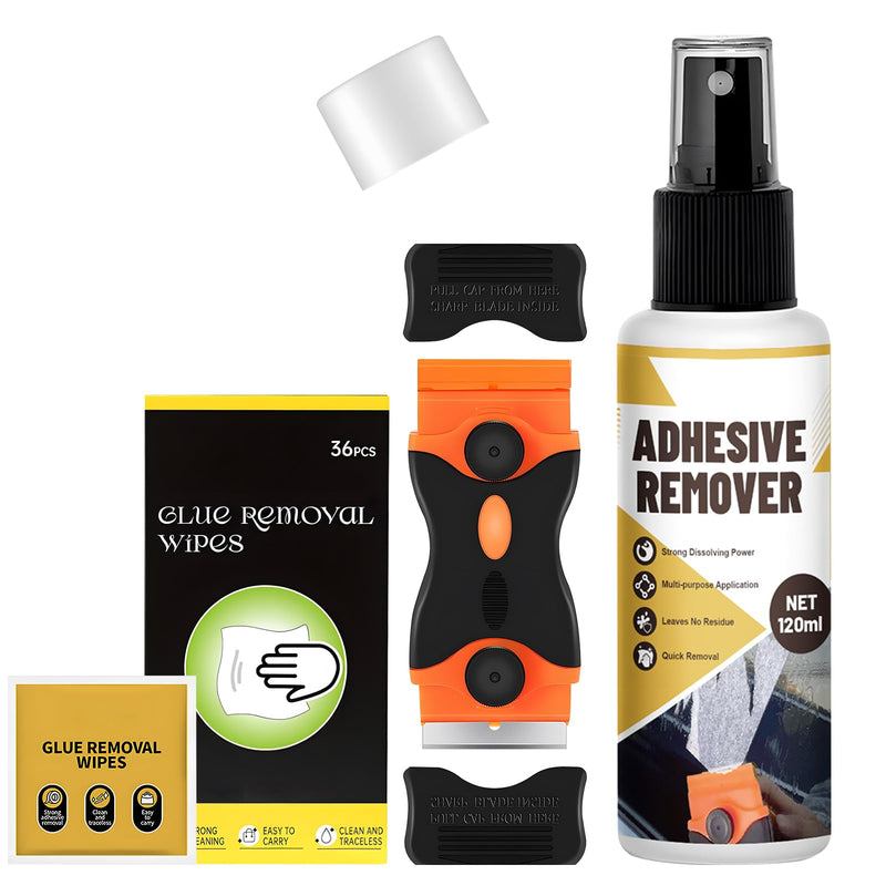 WEILAOK Adhesive Remover, Super Glue Remover, Label Remover, Quick Dissolve, Glue Remover Quickly Removes Stubborn Labels, Adhesive Residue -120 ml + Adhesive Removal Wipes x 36