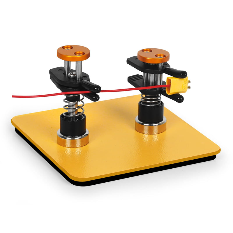 Toolour Third Hand for Maker - Compact Soldering Aid Holder with Dual Parallel Clamps, Adjustable Magnetic Base for Boards, Fine Cables and Components, 10 x 10 x 0.5 cm, No Spring Back without Bite 2PC-Y