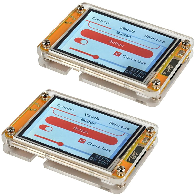 2.8 inch Yellow Display ESP32-2432S028R ESP32 Resistive Touchscreen 240x320 TFT LCD Module ESP 32 Development Board + Acrylic Case for Arduino (Pack of 2)