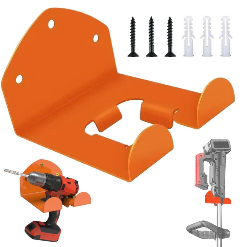 [AUSTRALIA] - Brush Cutter Holder, Wall Mount for Grass Trimmer, Garden Power Tool Hanger, with Matching Screws, for Garage Trimmer, Garden Tools - Orange 